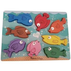 Melissa & Doug chunky wood puzzle 8 colorful fish with color names